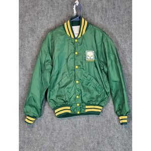 Vintage DeLONG Cheeseman Bomber Jacket Mens Medium Green Yellow USA Made Packers